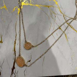 Coral crystal rock necklace